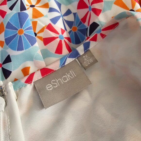 Eshakti Womens Umbrella Print Summer Vacation Resortwear Dress, Size 2X, 22W - Picture 8 of 10